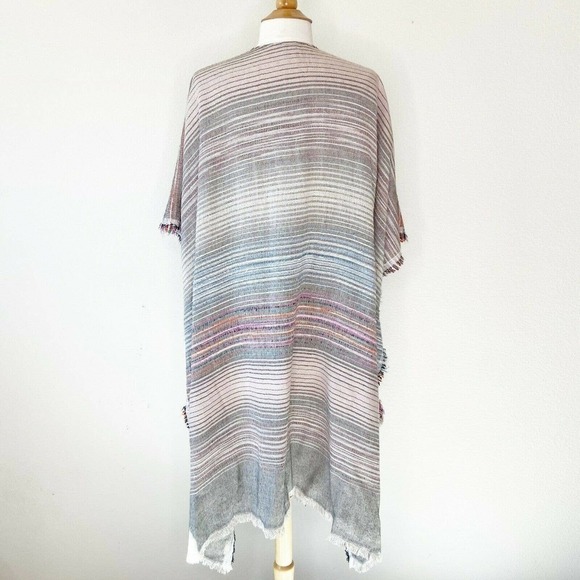 Cejon Frayed Hem Kimono Sz One Size - Picture 6 of 7